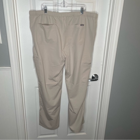 Figs Cairo Cargo Scrub Pants in Slate Gray with Neon Yellow Drawstring 4XLT - Picture 2 of 12